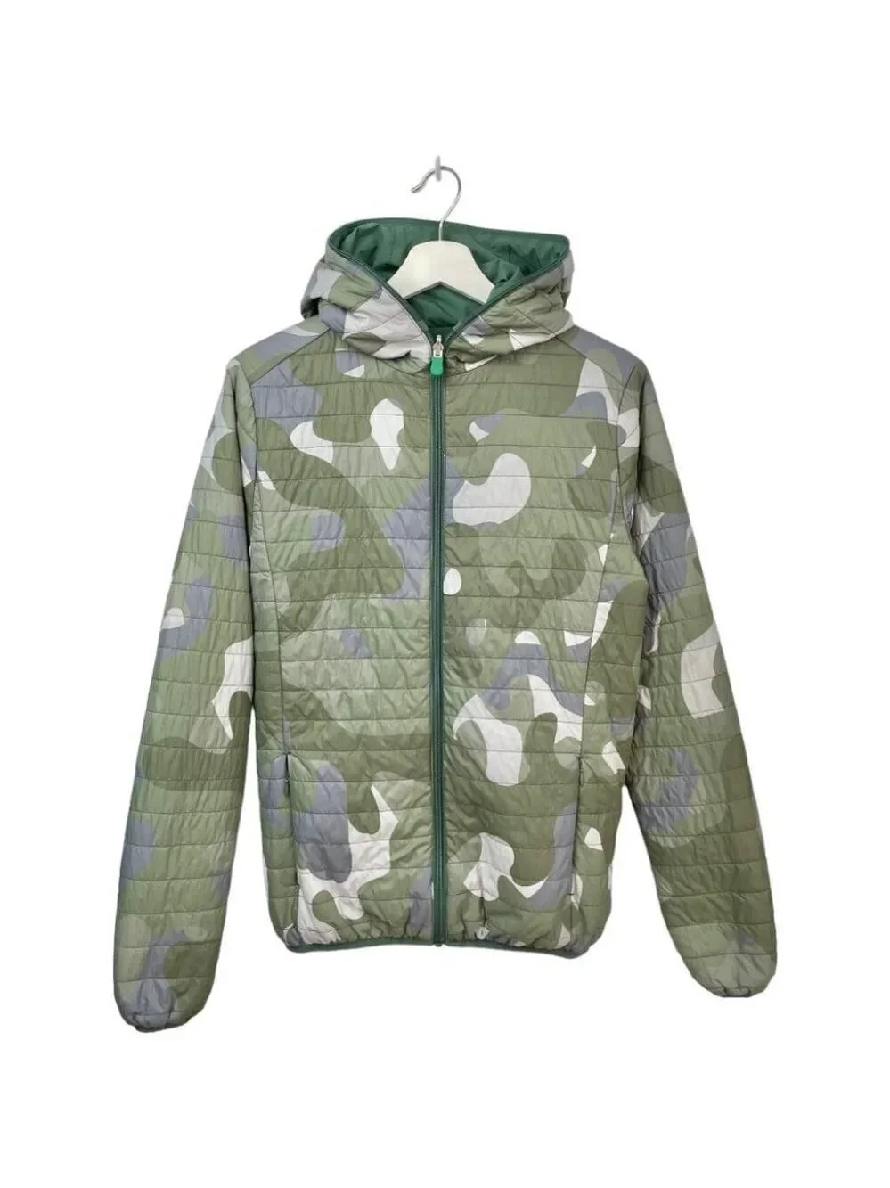 Save The Duck James Hooded Reversible Camo/Green Puffer Size 16Y